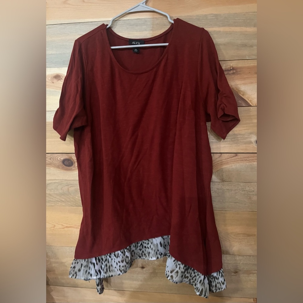 ALYX Rust colored blouse with cheetah ruffle size 2X